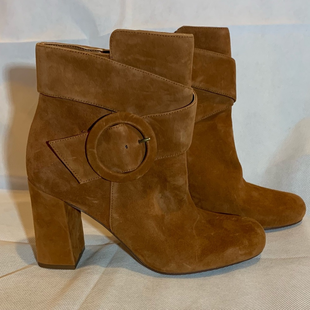 Naturalizer Cognac SuedLeatger Booties 7.5 Womens